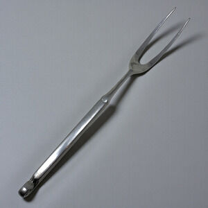 Vintage Ekco Eterna Classic Column MCM 12" 2 Prong Serving Fork Stainless Steel